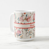Mug Aquarelle florale Personnalisée (Devant gauche)