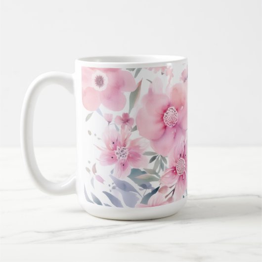 Mug Aquarelle florale rose (Gauche)
