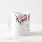 Mug Aquarelle florale rose Peach 90e anniversaire Cade (Devant gauche)