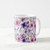 Mug Aquarelle florale rose-rose-champêtre moderne (Devant droit)