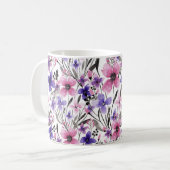 Mug Aquarelle florale rose-rose-champêtre moderne (Devant gauche)
