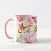 Mug Aquarelle Florales Oiseaux Amour, Espoir, Foi (Gauche)