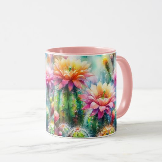 Mug Aquarelle Flower Cactus Succulents (Devant droit)