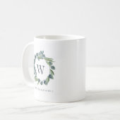 Mug Aquarelle Folio hiver Photo Wreath & Monogramme (Devant gauche)