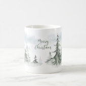 Mug Aquarelle Forêt de sapins rustiques hiver (Centre)