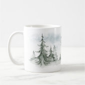 Mug Aquarelle Forêt de sapins rustiques hiver (Gauche)