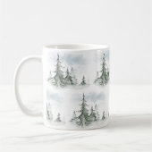 Mug Aquarelle Forêt de sapins rustiques hiver (Gauche)