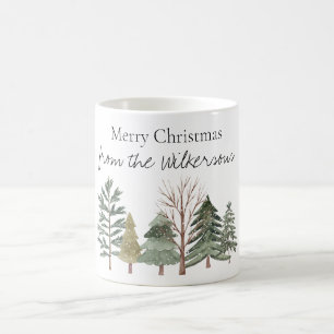 Mug Aquarelle Forêt d'hiver Arbres simples