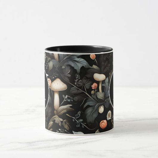 Mug Aquarelle Forêt Verdure Champignons Automne (Centre)