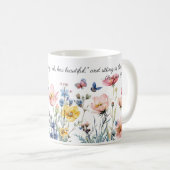 Mug Aquarelle frontière florale, citation du jardin Ki (Devant droit)