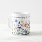 Mug Aquarelle frontière florale, citation du jardin Ki (Devant gauche)
