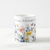 Mug Aquarelle frontière florale, citation du jardin Ki (Centre)