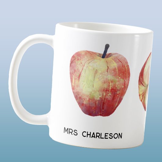 Mug Aquarelle Fruit Pomme Professeur personnalisé