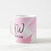 Mug Aquarelle géante rose Fille Brosses Monogramme (Devant gauche)