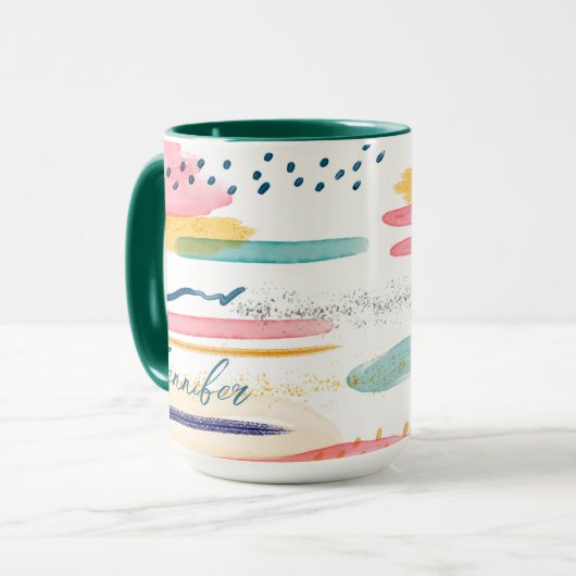 Mug Aquarelle Géométrique abstraite Customisée (Devant gauche)