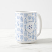 Mug Aquarelle Ginger Jar Bleu Blanc Monogramme personn (Devant droit)