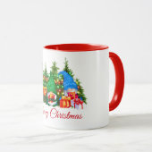 Mug Aquarelle Gnomes Joyeux feux de Noël Rouge (Devant droit)