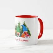 Mug Aquarelle Gnomes Joyeux Noël Rouge (Devant droit)