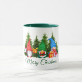 Mug Aquarelle Gnomes Joyeux Noël vert (Centre)