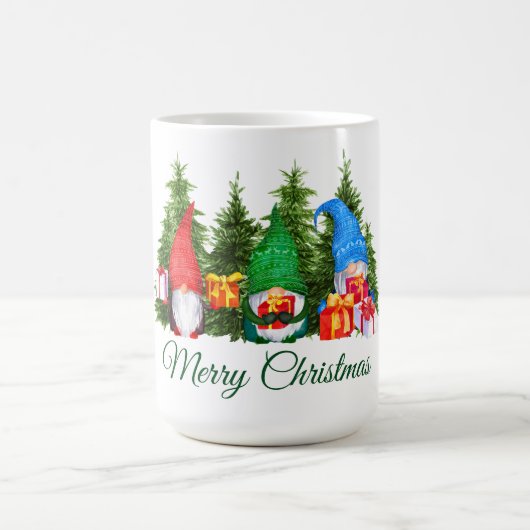 Mug Aquarelle Gnomes Vert Joyeux Noël (Centre)