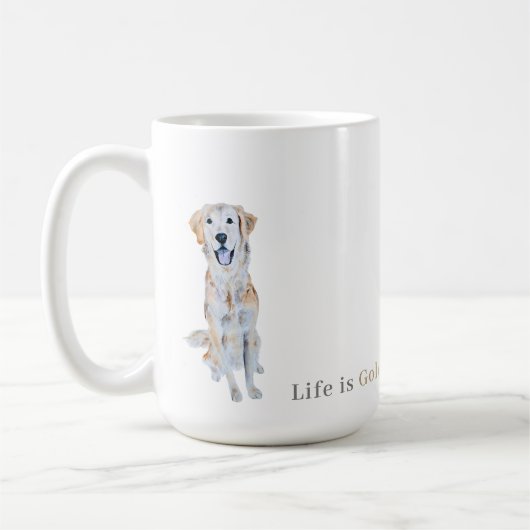 Mug Aquarelle Golden Retriever Chien (Gauche)