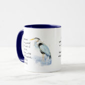 Mug Aquarelle Great Blue Heron Citation Inspirante (Devant gauche)