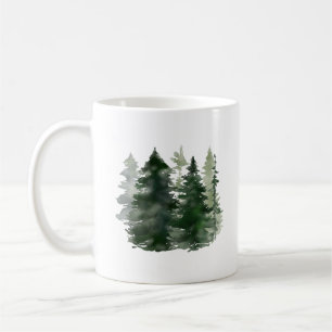 Mug Aquarelle Green Pine Trees vacances