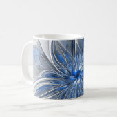 Mug Aquarelle gris bleu Abstrait Fractal Art Flower (Devant gauche)