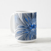 Mug Aquarelle gris bleu Abstrait Fractal Art Flower (Devant gauche)