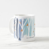 Mug Aquarelle Gris Laver Birch Arbres et Doves d'or (Devant gauche)