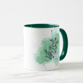 Mug Aquarelle H initiale Monogramme vert Botanique (Devant droit)