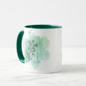 Mug Aquarelle H initiale Monogramme vert Botanique (Devant gauche)
