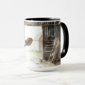 Mug Aquarelle Hereford Vache dans la grange (Devant droit)