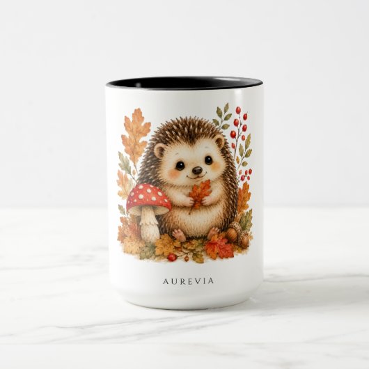 Mug aquarelle hérisson de la forêt automnale migno (Centre)