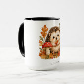 Mug aquarelle hérisson de la forêt automnale migno (Devant gauche)