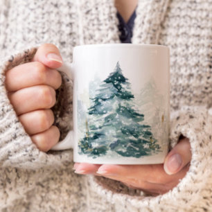 Mug Aquarelle Hiver Arbre de bois