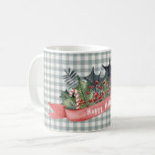 Mug Aquarelle Holly Banner sur Plaid gris (Devant gauche)