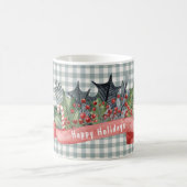 Mug Aquarelle Holly Banner sur Plaid gris (Centre)