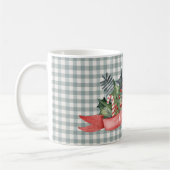 Mug Aquarelle Holly Banner sur Plaid gris (Gauche)