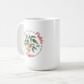 Mug Aquarelle Holly Berries Mistletoe Noël (Devant gauche)