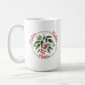 Mug Aquarelle Holly Berries Mistletoe Noël (Gauche)