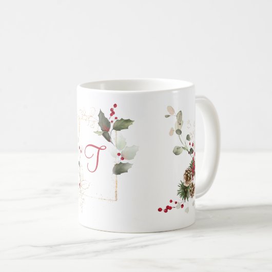 Mug Aquarelle Holly Berry Gold Parties scintillant Cad (Devant droit)
