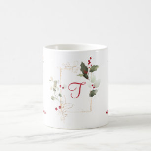 Mug Aquarelle Holly Berry Gold Parties scintillant Cad
