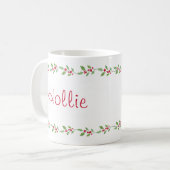 Mug Aquarelle Holly Garland (Devant gauche)