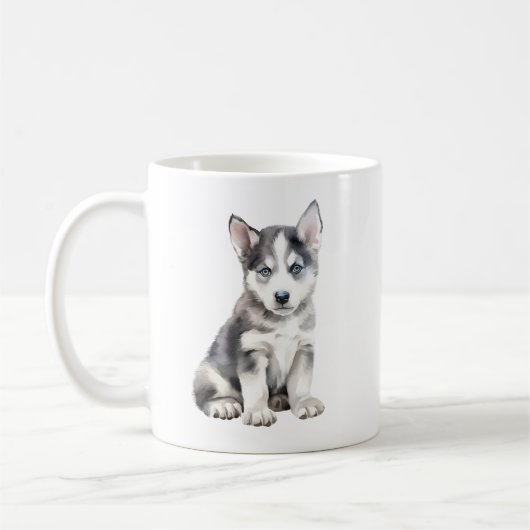 Mug Aquarelle Husky Chien (Gauche)