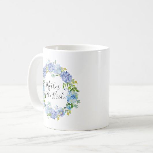 Mug Aquarelle Hydrangeas Wreath Mère de la mariée (Devant gauche)