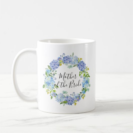 Mug Aquarelle Hydrangeas Wreath Mère de la mariée (Gauche)