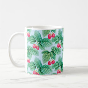 Mug Aquarelle illustrant les framboises. Pièce transp