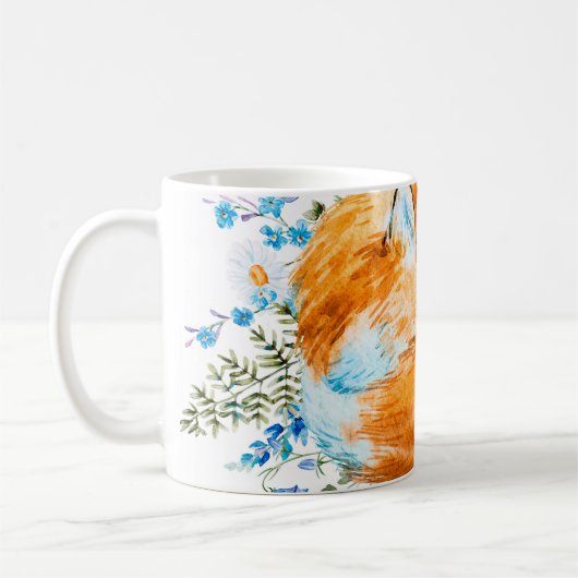 Mug aquarelle illustration d'un renard endormi, renard (Gauche)