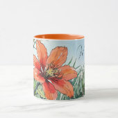 Mug Aquarelle illustrée Botanique Orange Floral (Centre)